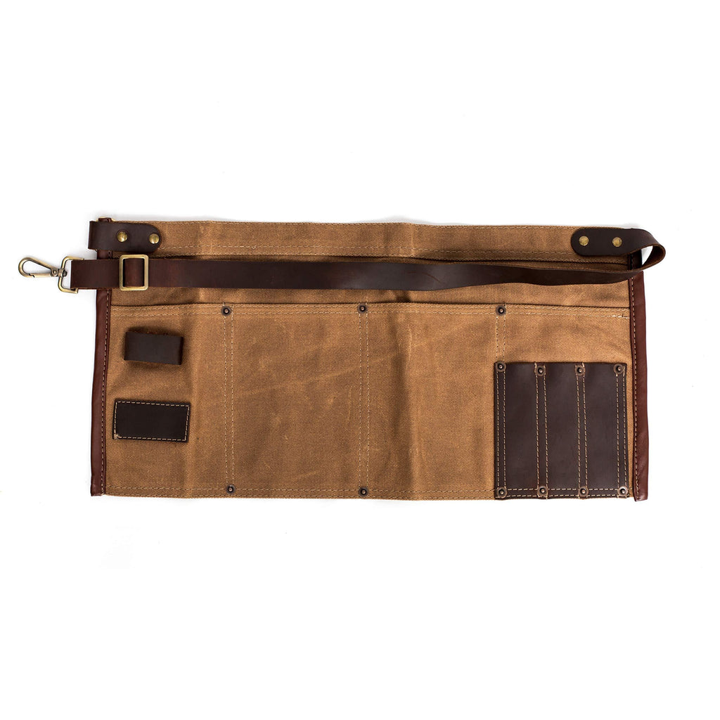 Luchuan Waterproof Waxed Canvas Tool Apron With the Adjustable Genuine Leather Belt (Khaki) Khaki - NewNest Australia