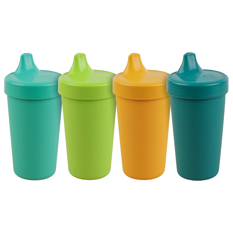 RE-PLAY 4pk - 10 oz. No Spill Sippy Cups for Baby, Toddler, and Child Feeding in Aqua, Lime Green, Sunny Yellow and Teal | BPA Free | Made in USA from Eco Friendly Recycled Milk Jugs | Aqua Asst.+ Aqua Asst. - NewNest Australia