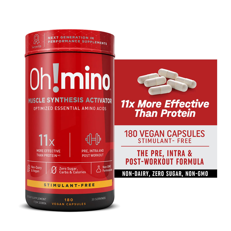 Oh!mino Muscle Synthesis Activator 180 Electrolyte Capsules, Stimulant Free Amino Acids Capsules, Pre Workout Supplements, Post Workout for Men and Women – Oh! Nutrition - NewNest Australia