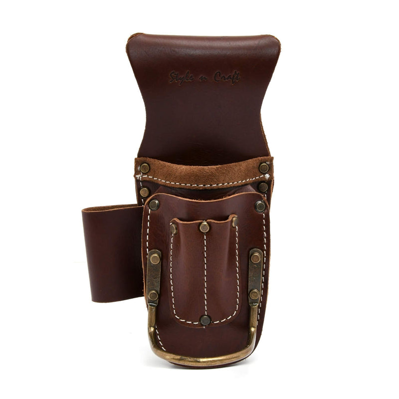 Style N Craft 98016 5 Pocket Pliers & Hammer Holder in Dark Tan Top Grain Leather - NewNest Australia