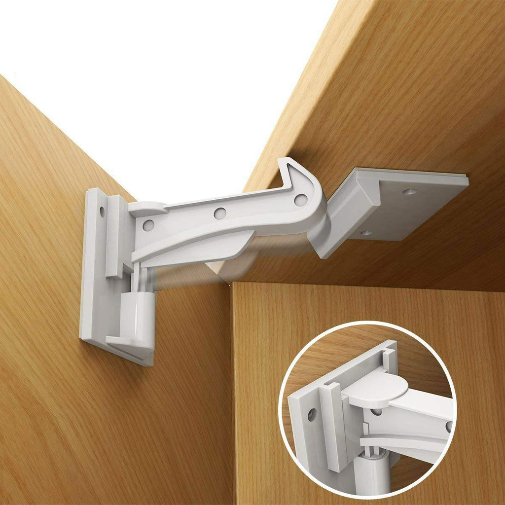 Cabinet Locks Child Safety, Slick Invisible Spring No Drill Baby Proof Safety Latches for Kitchen & Bedroom Cabinets & Cupboards Drawers with & 3M Adhesive & 20 Screws Durable Fixed - 10 Pack - NewNest Australia