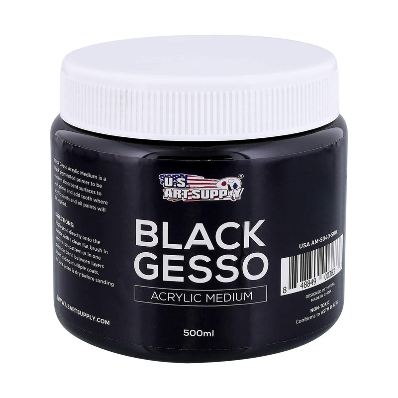 U.S. Art Supply Black Gesso Acrylic Medium, 500ml Tub - 16.9 Ounces Over a Pint - NewNest Australia
