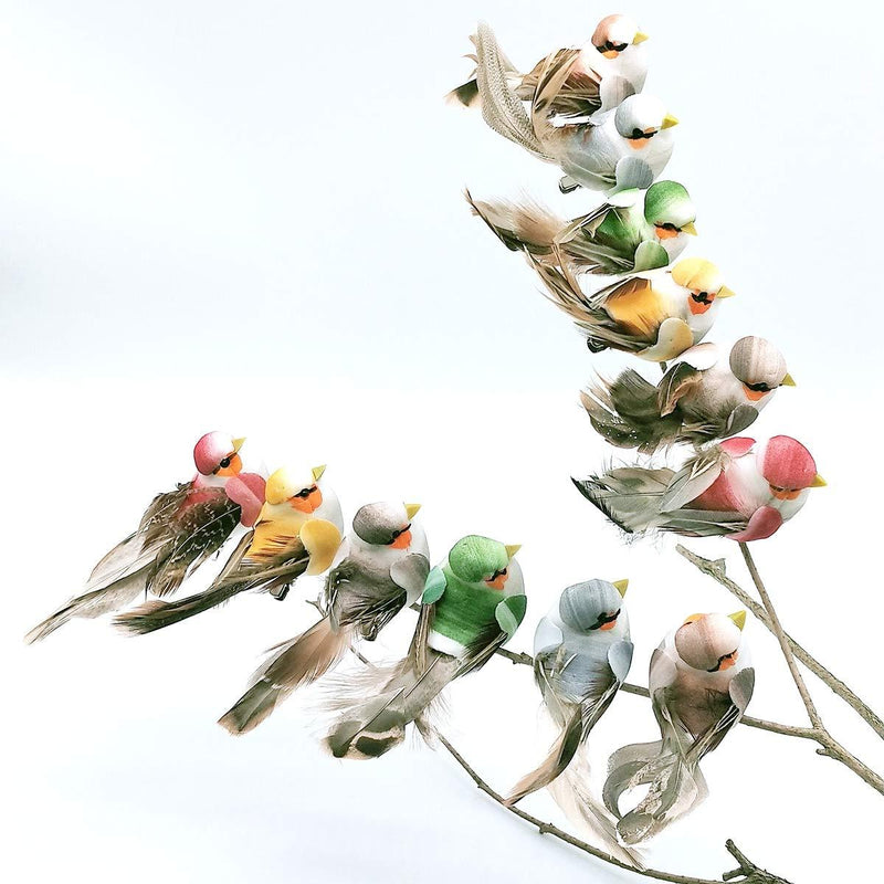 NewNest Australia - LWINGFLYER 12pcs Feather Birds Artificial Foam Mini Love Birds for Craft Ornaments Weddings Decor Metal Clip 12 