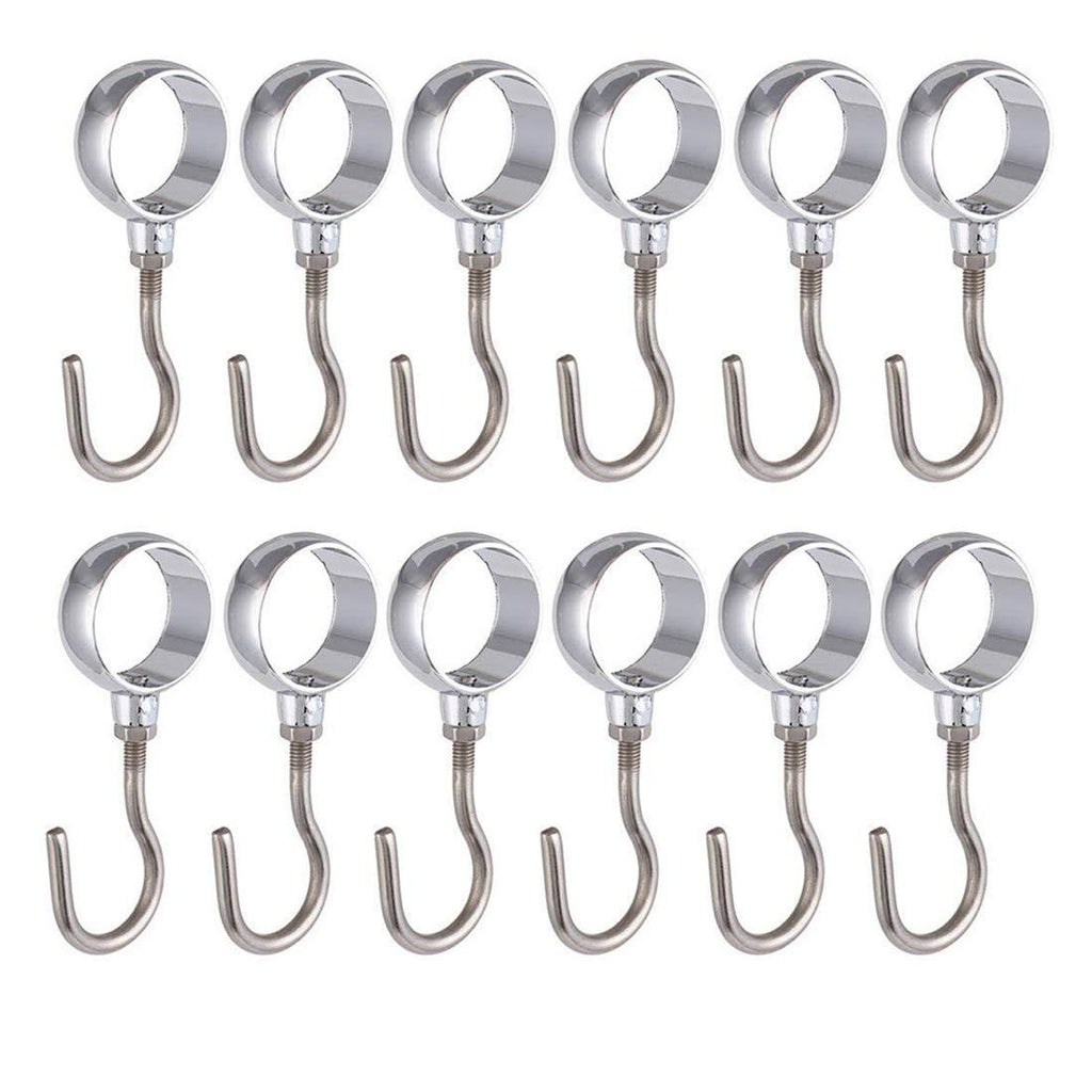 NewNest Australia - Rannb Wardrobe Closet Hook Stainless Steel Hanging Tube Rod Hook Fit for 25mm Rod -Pack of 12 25.5mm/1" 