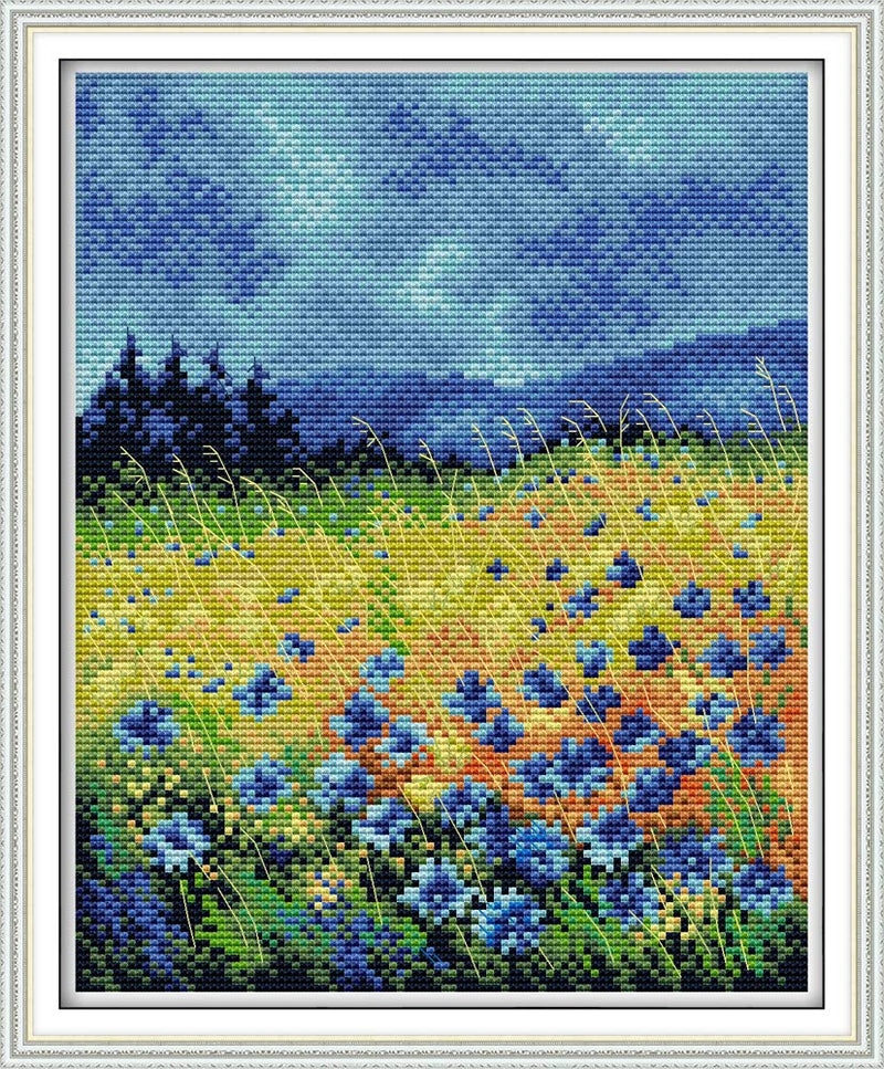 Maydear Full Range of Embroidery Starter Kits Stamped Cross Stitch Kits Beginners for DIY Embroidery 11CT 3 Strands - Beautiful Flowers 13×15.4(inch) - NewNest Australia