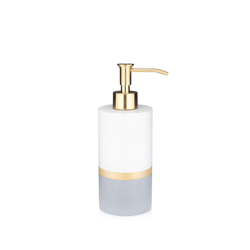 Essentra Home Day and Night Collection White and Grey with Gold Stripe Liquid Soap Dispenser with Gold Pump for Bathroom, Bedroom or Kitchen. Also Great for Hand Lotion - NewNest Australia