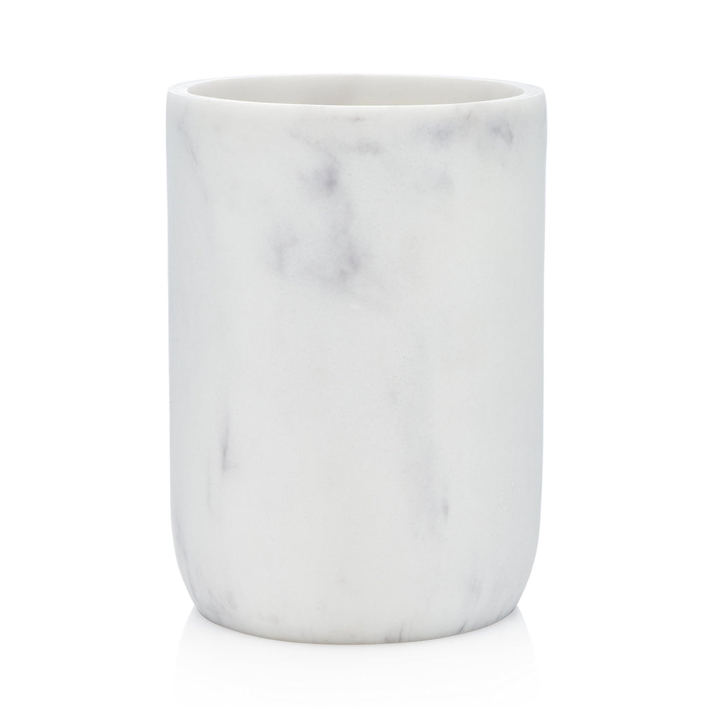 Essentra Home Blanc Collection White Bathroom Tumbler Cup for Vanity Countertops, Also Great As Pencil Pen Holder and Makeup Brush Holder - NewNest Australia