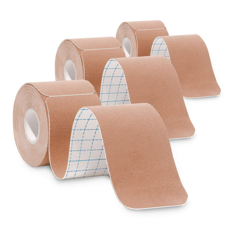 3-Pack Kinesiology Tape Pro Athletic Sports. Knee, Ankle, Muscle, Kinetic Sport Dynamic, Physical Therapy. Strong-Rock Breathable h2o Resist Cotton.Roll,pre-Cut 10 in Strip - Beige - NewNest Australia