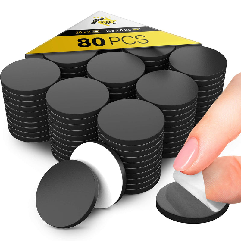 Magnetic Dots - 80 Self Adhesive Magnet Dots (0.8" x 0.8") - Peel & Stick Magnetic Circles - Flexible Sticky Magnets - Sheets is Alternative to Magnetic Squares, Stickers, Strip and Tape - NewNest Australia
