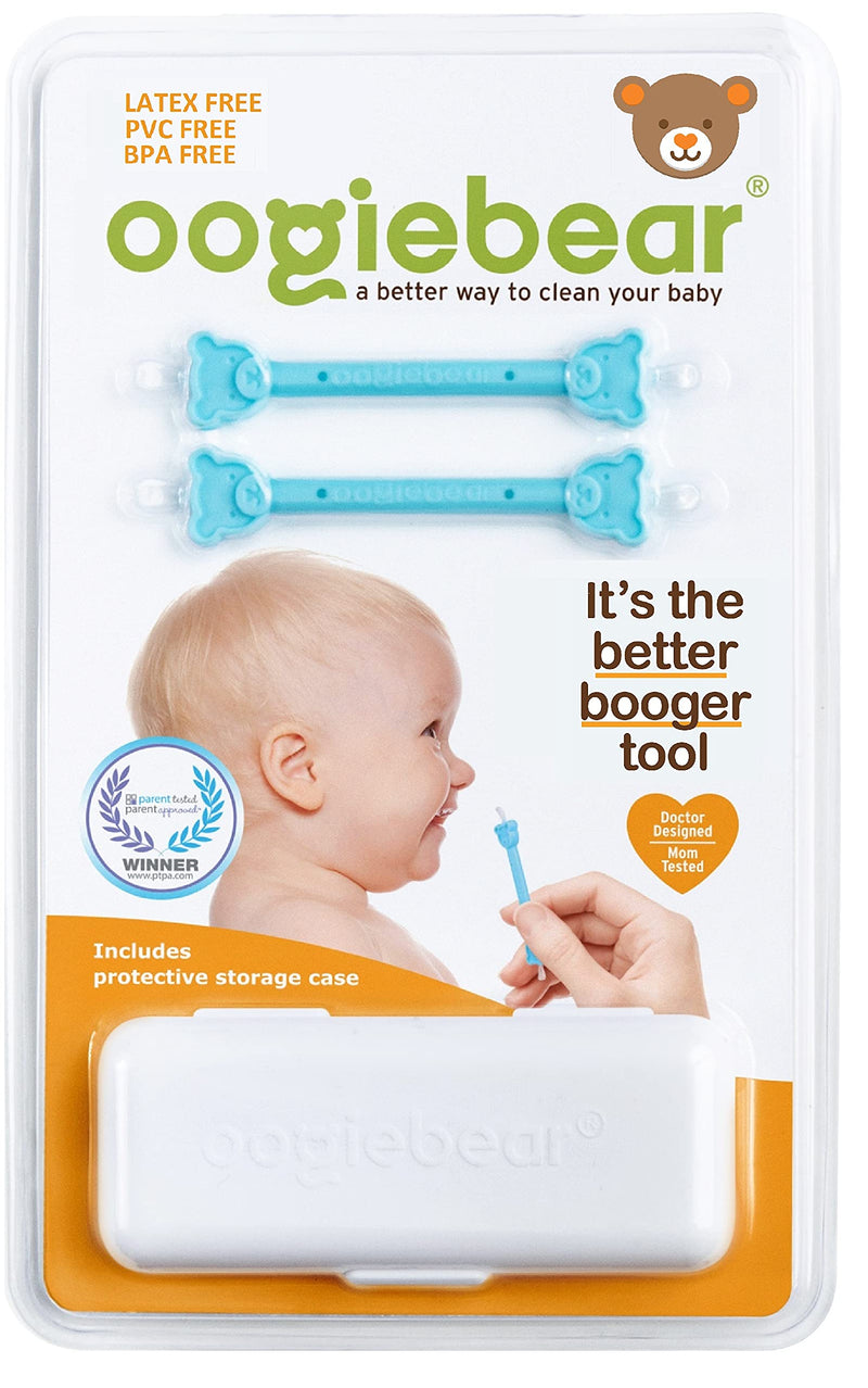oogiebear - Patented Nose and Ear Gadget. Safe, Easy Nasal Booger and Ear Cleaner for Newborns and Infants. Dual Earwax and Snot Remover. Aspirator Alternative - two pack with Case - blue - NewNest Australia