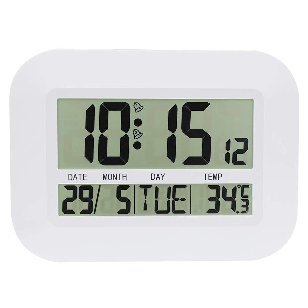 NewNest Australia - JIMEI Digital Wall Clock Battery Operated Simple Large LCD Alarm Clock Temperature Calendar Date Day for Home Office H149 