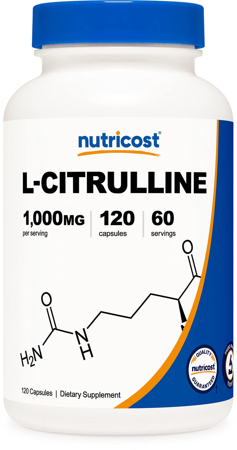 Nutricost L-Citrulline 500mg, 120 Capsules - Gluten Free, Non-GMO, 1000mg Per Serving (60 Serv) 120 Count (Pack of 1) - NewNest Australia