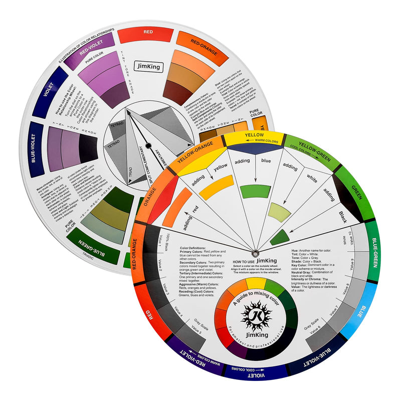 JimKing Creative Color Wheel, Paint Mixing Learning Guide Art Class Teaching Tool for Makeup Blending Board Chart Color Mixed Guide Mix Colours (9.25inch) 1*9.25in - NewNest Australia