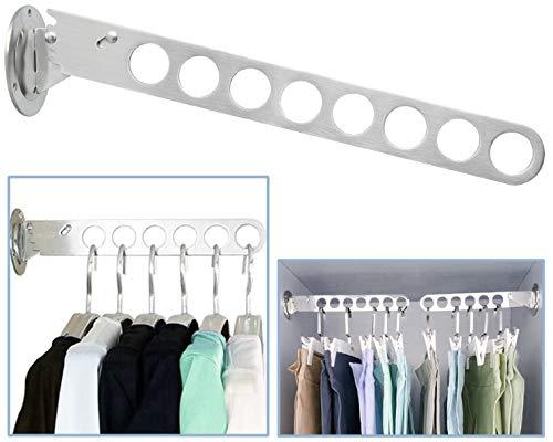 Alise Clothes Hanger Clothing Multiple Hook Wardrobe Hanging System Closet Storage Organizer Holder Wall Mounted,Stainless Steel Brushed Nickel 8-Holes - NewNest Australia