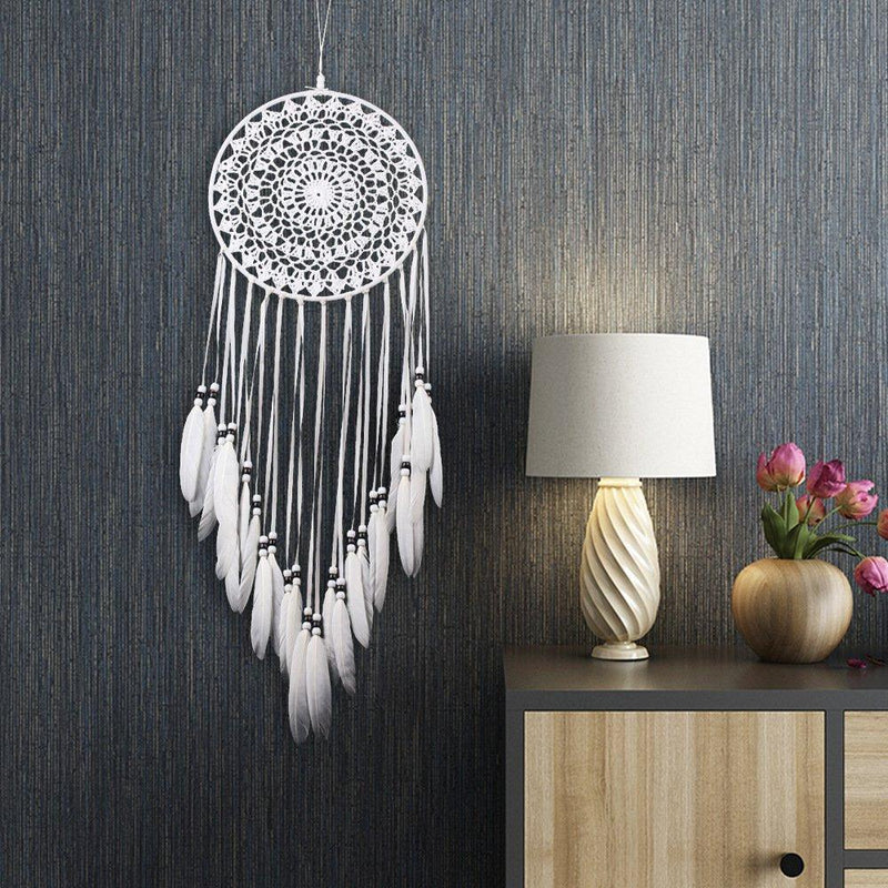 NewNest Australia - Dream Catcher Handmade White Feather Dreamcatchers for Wall Hanging, Home Car Decoration Ornament Decor Ornament Craft Gift 