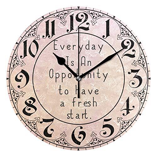 NewNest Australia - ALAZA Vintage Rose Gold Slogan Round Acrylic Wall Clock, Silent Non Ticking Oil Painting Home Office School Decorative Clock Art 