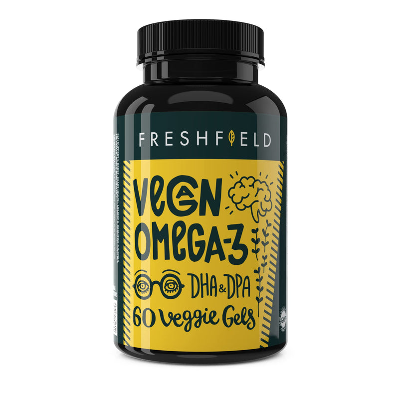 Freshfield Vegan Omega 3 DHA Supplement: Premium Algae Oil, 2 Month Supply, Plant Based, Sustainable, Premium and Mercury Free. Better Than Fish Oil! Supports Heart, Brain, Joint Health - w/ DPA Natural 60 Count (Pack of 1) - NewNest Australia