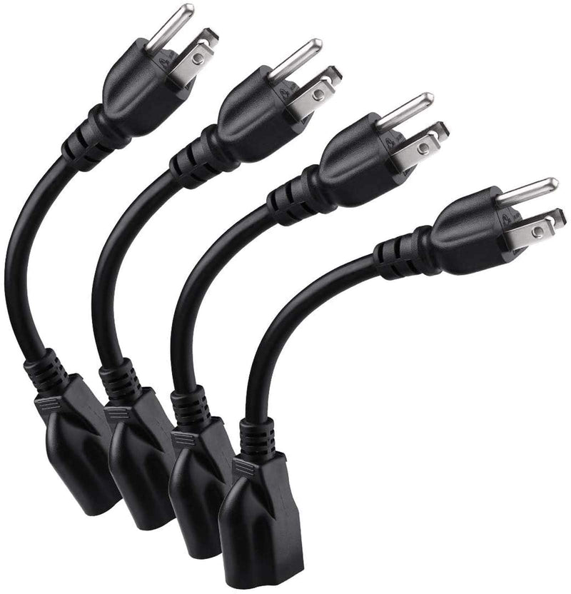 [UL Listed] Miady Short Power Extension Cord Outlet Saver, 16AWG/13A, 3 Prong (4 Pack, Black, 8 Inch) 4 Pack Short Cord - NewNest Australia