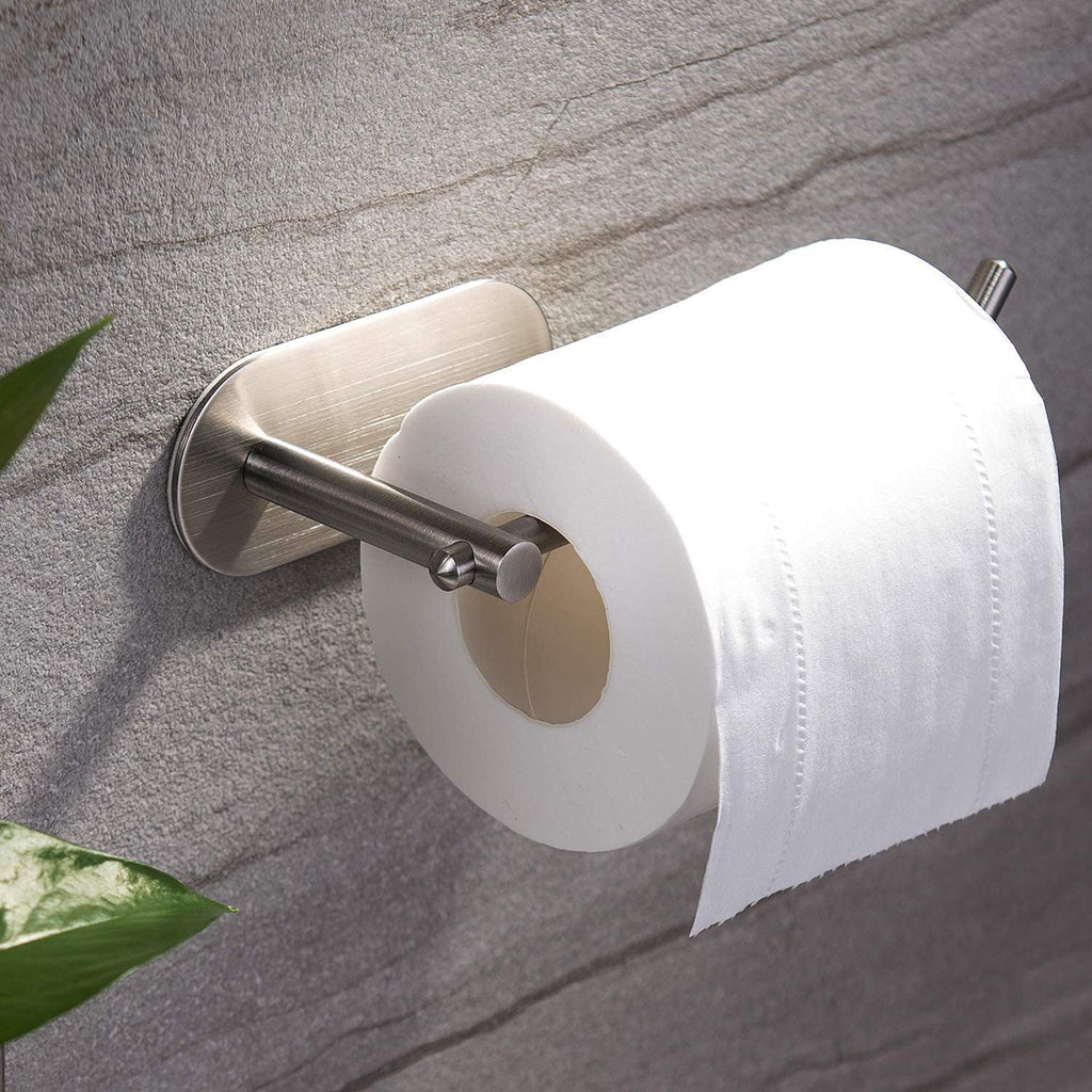 YIGII Adhesive Toilet Paper Holder - MST001 Self Adhesive Toilet Roll Holder for Bathroom Kitchen Stick on Wall Stainless Steel Brushed - NewNest Australia