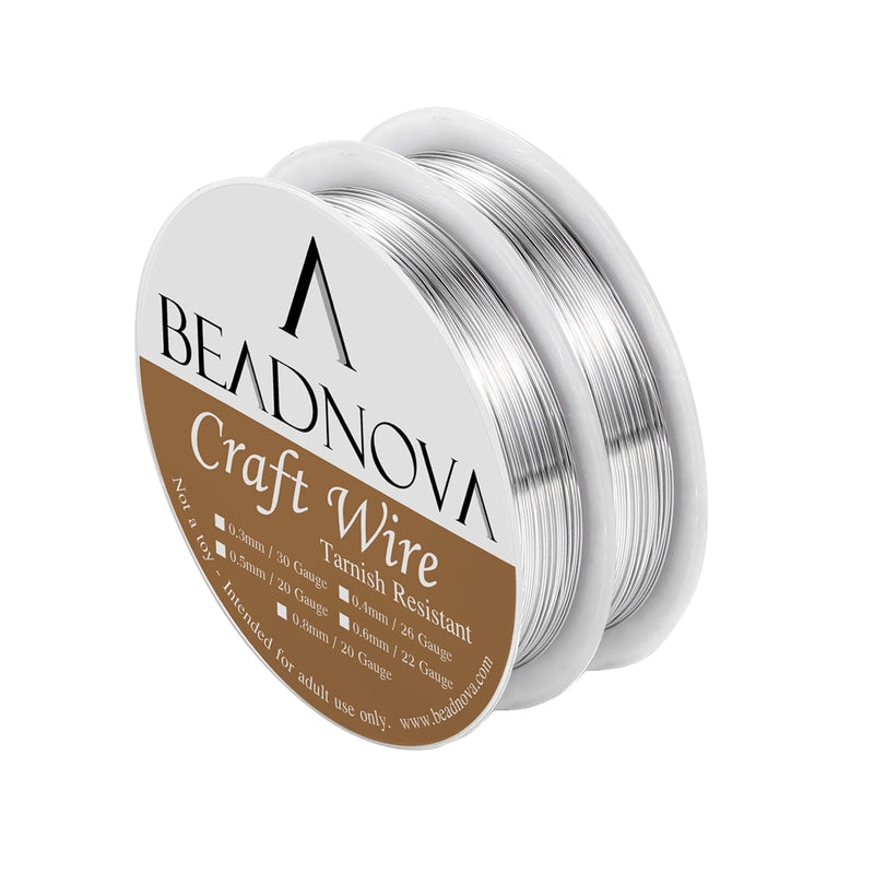 BEADNOVA 26 Guage Wire for Jewelry Making Copper Wire Tarnish Resistant for Crafts (Silver Plated) 0.4mm - NewNest Australia