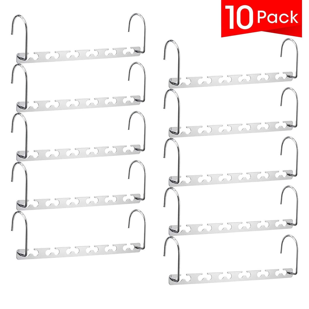 NewNest Australia - Meetu Space Saving Hangers Metal Clothes Hangers 6X2 Slots Magic Hanger Cascading Hanger Updated Hook Design Closet Organizer Hanger (10 Pack) 