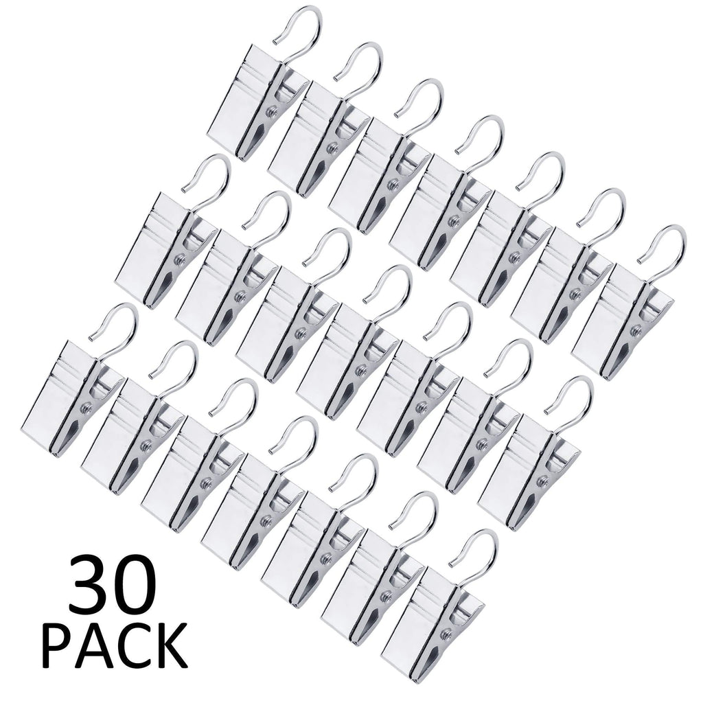 NewNest Australia - 30 Pack Heavy-Duty Hook Clip Set Curtain Clips for Curtain Photos Home Decoration Art Craft Display - Silver 