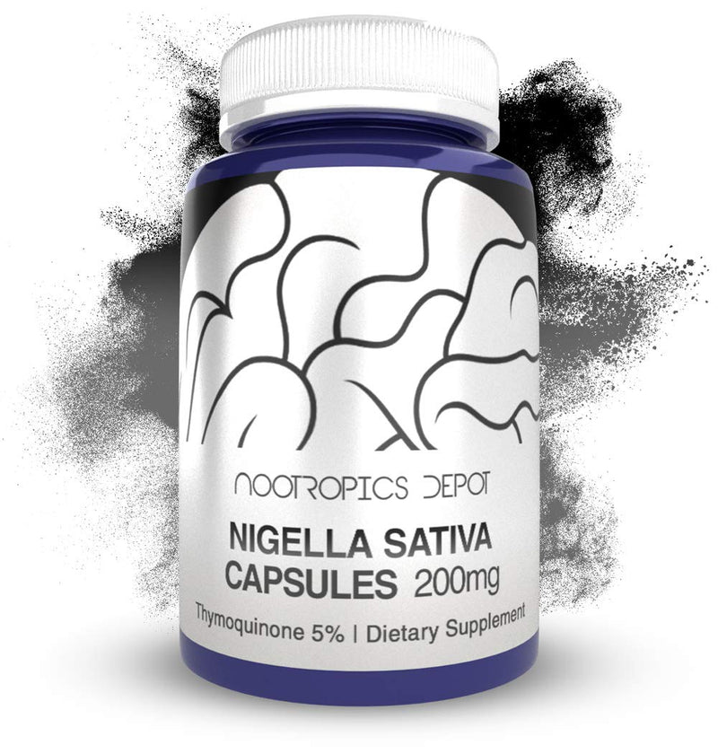 Nigella Sativa Extract Capsules | 200mg | 60 Count | Minimum 5% Thymoquinone Content | Black Seed Oil Extract | Supports Brain Health, Memory, Liver Health, and Immune Function | Nootropics Depot 60 Count (Pack of 1) - NewNest Australia
