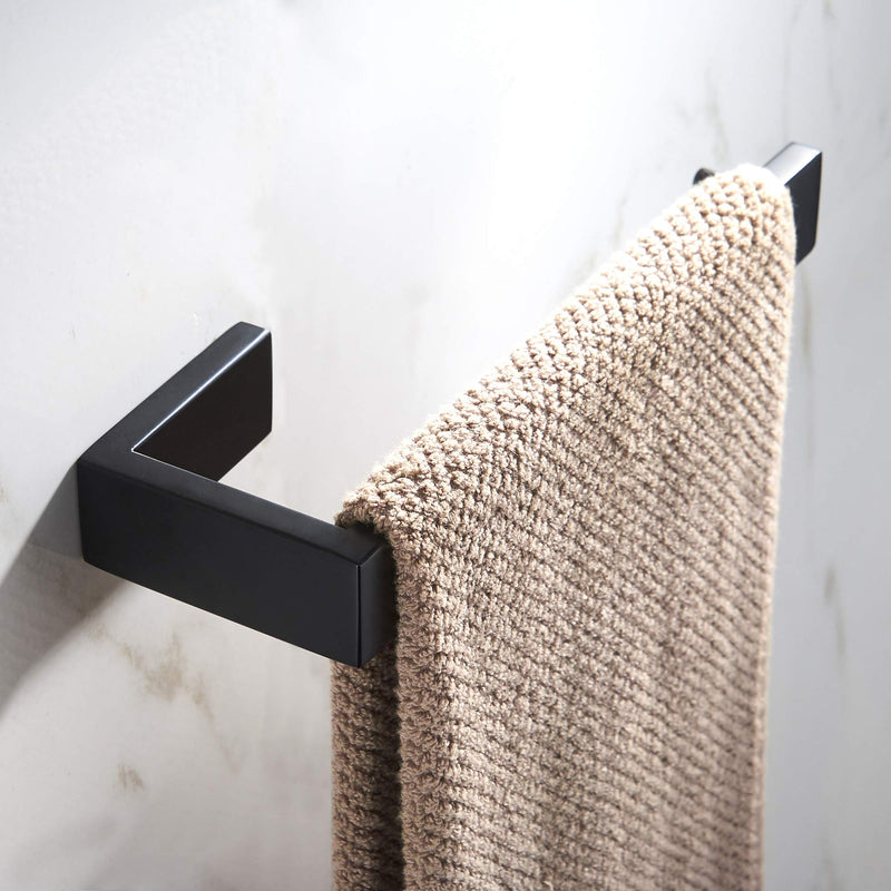 JunSun Matte Black Towel Ring Stainless Steel Towel Holder Contemporary Bathroom Hardware Towel Bar for Bathroom Lavatory Wall Mounted - NewNest Australia