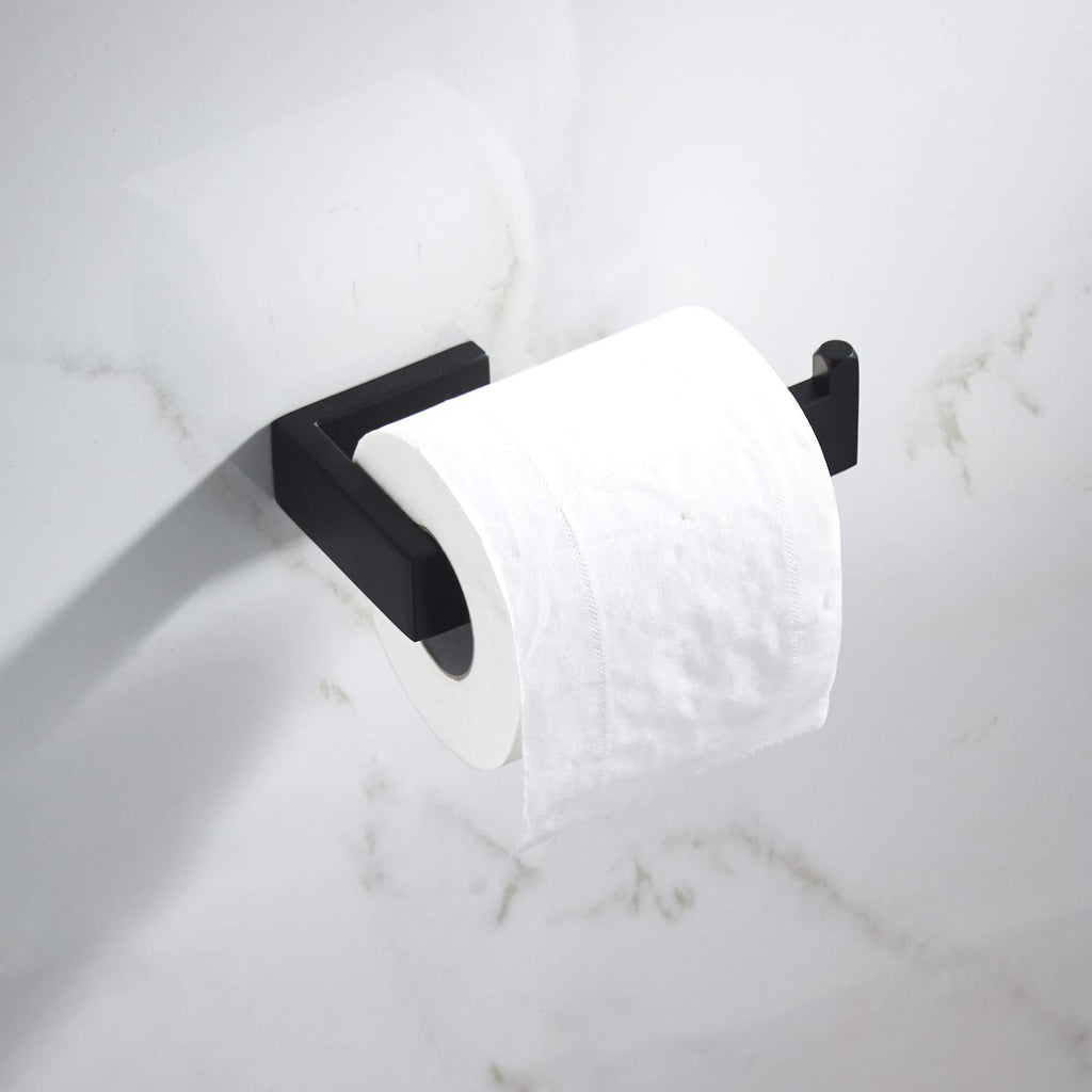 JunSun Stainless Steel Toilet Paper Holder Contemporary Bathroom Hardware Euro Paper Towel Roll Holder for Bathroom Lavatory Wall Mounted, Matte Black - NewNest Australia