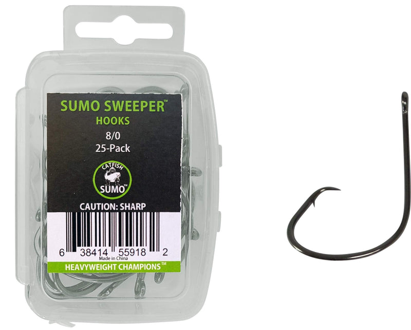 Catfishing Sweeper Hooks - 8/0, 25-Pack, Offset, Black Nickle Finish for Rust-Free, Hook Up with More Fish - NewNest Australia