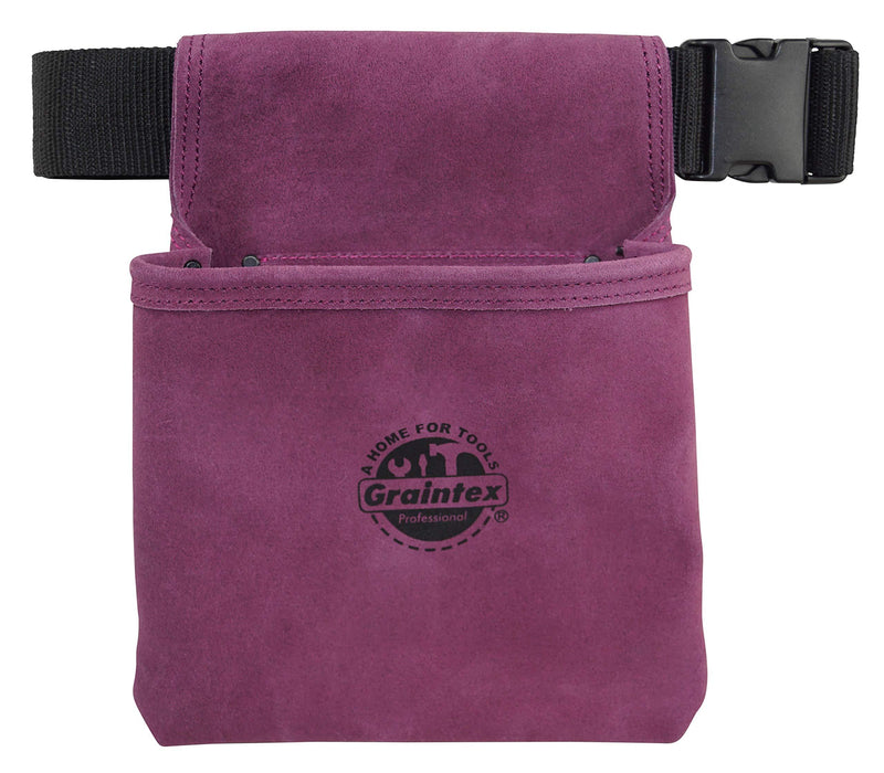 Graintex SS2284 One Pocket Nail & Tool Pouch Purple Color Suede Leather with 2” Webbing Belt for Constructors, Electricians, Plumbers, Handymen - NewNest Australia