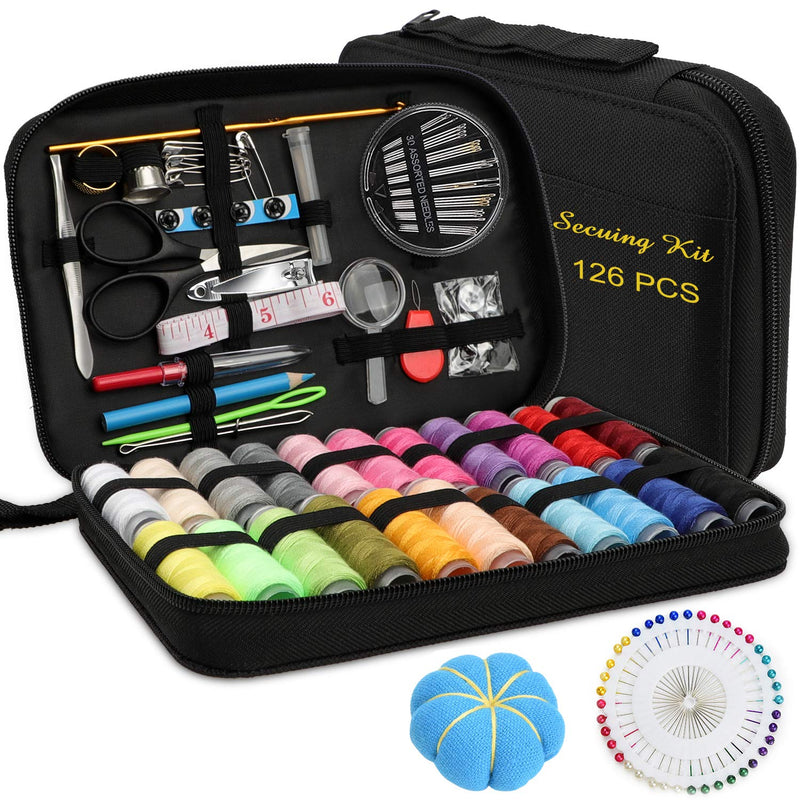 Marcoon Sewing KIT, DIY Sewing Supplies with Sewing Accessories, Portable Mini Sewing Kit for Beginner, Traveller and Emergency Clothing Fixes, with Premium Black Carrying Case (B) - NewNest Australia