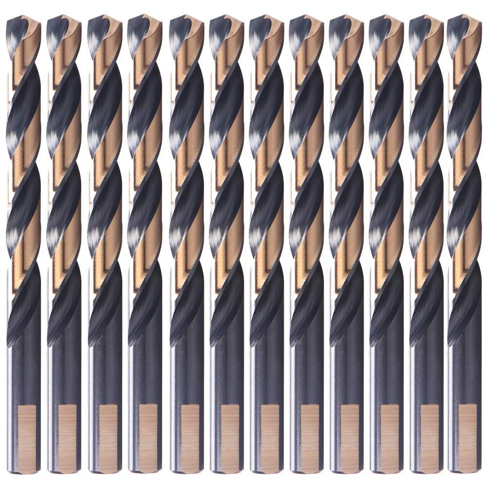 12 PCS,3/16", HSS Black and Gold Coated Twist Drill Bits, Metal drill, ideal for drilling on mild steel, copper, Aluminum, Zinc alloy etc. Pack in Plastic Bag - NewNest Australia