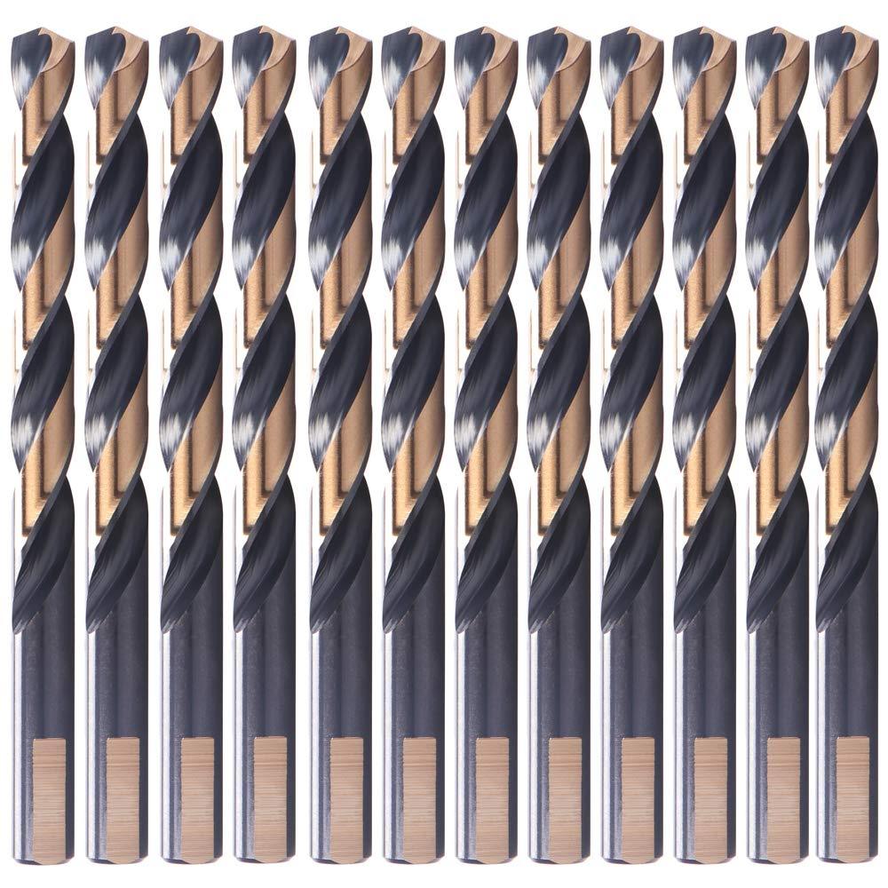12 PCS,1/4", HSS Black and Gold Coated Twist Drill Bits, Metal Drill, Ideal for Drilling on mild Steel, Copper, Aluminum, Zinc Alloy etc. Pack in Plastic Bag - NewNest Australia