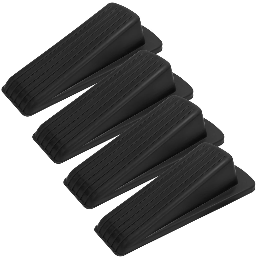 S&T INC. Heavy Duty Rubber Door Stopper for Residential and Commercial Use, Black, 4.8 in. x 2.2 in. x 1.3 in, 4 Pack - NewNest Australia