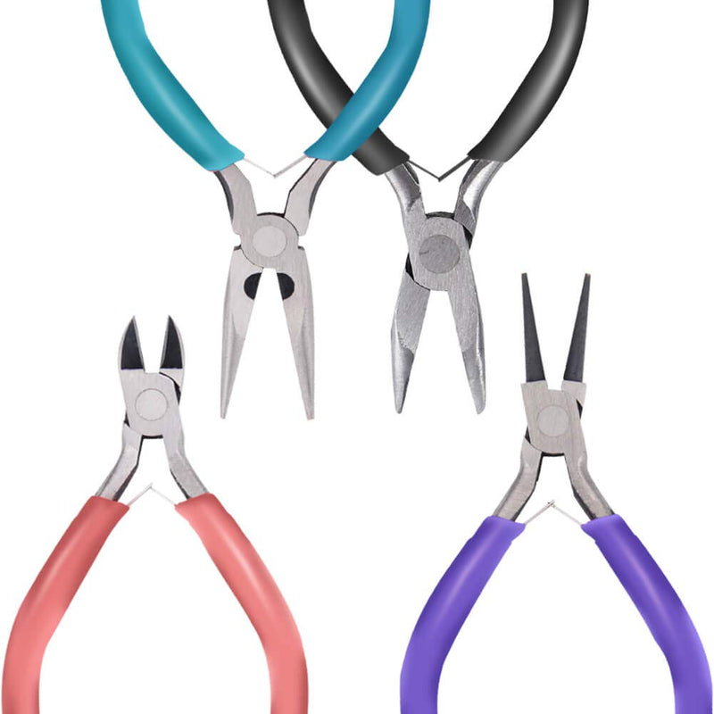 Anezus 4Pcs Jewelry Pliers Tool Set Includes Needle Nose Pliers, Round Nose Pliers, Wire Cutters and Bent Nose Pliers for Jewelry Beading Repair Making Supplies - NewNest Australia