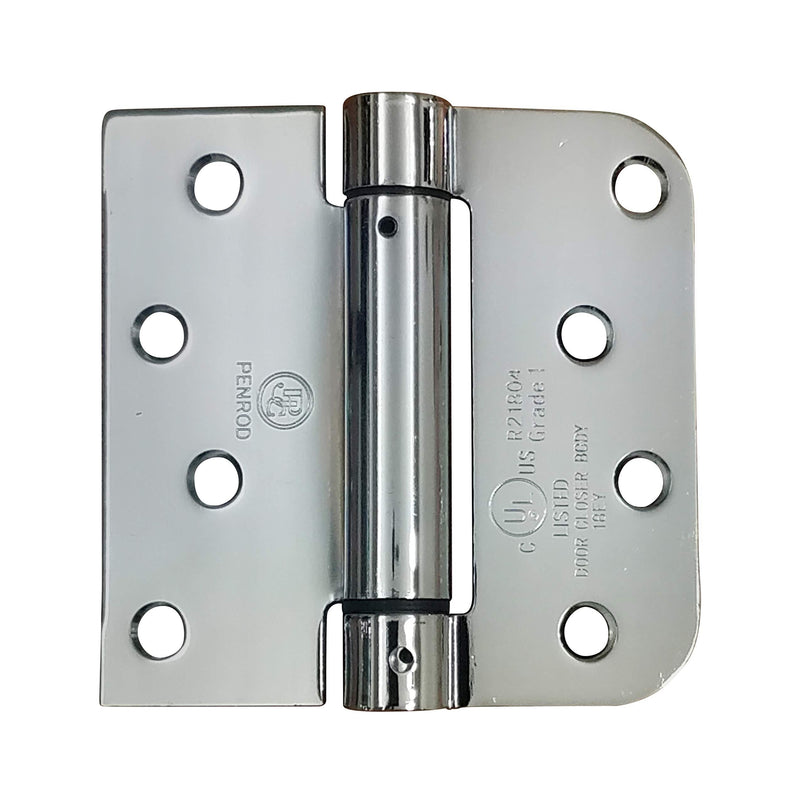 Spring Self-Closing Hinges, 4 Inch Square with 5/8 Inch Polished Chrome, Adjustable Door Closing, 2 Pack - NewNest Australia