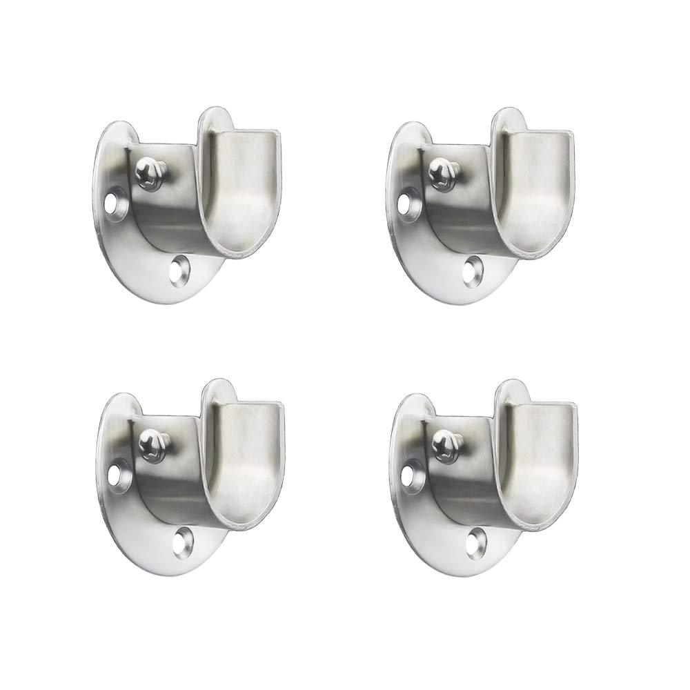 FYTRONDY Stainless Steel Wardrobe Closet Rod Bracket, U-Shaped Open Type Socket Bracket, Shower Curtain Rod Pole End Supports Sockets Flange (1 INCH, 4 Pack) 1 INCH , 4 PACK - NewNest Australia