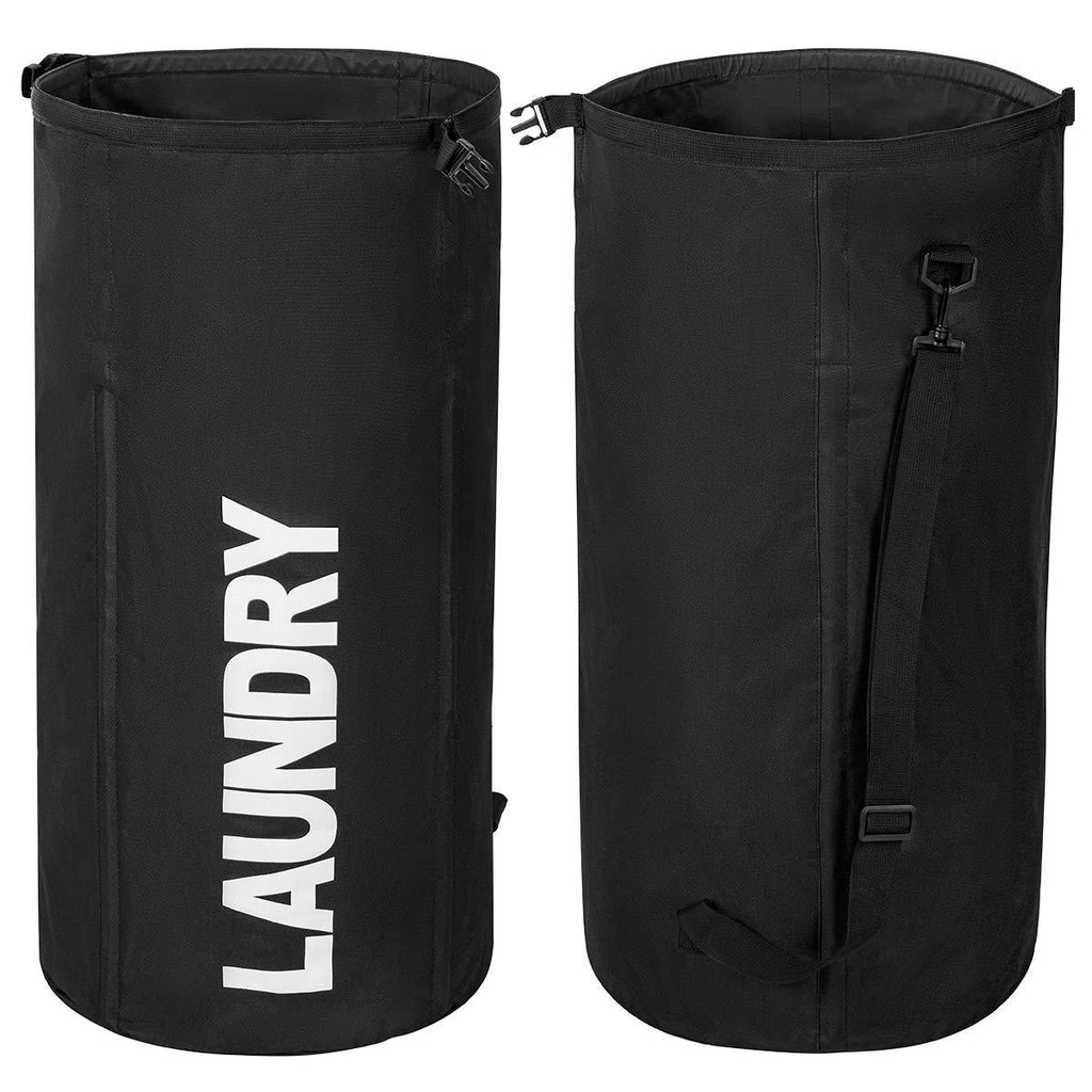 NewNest Australia - WOWLIVE Extra Large Foldable Laundry Hamper Durable Laundry Basket Collapsible Laundry Bag Backpack Dirty Clothes Hamper Standing Waterproof Hamper for Laundry (Black) Black 