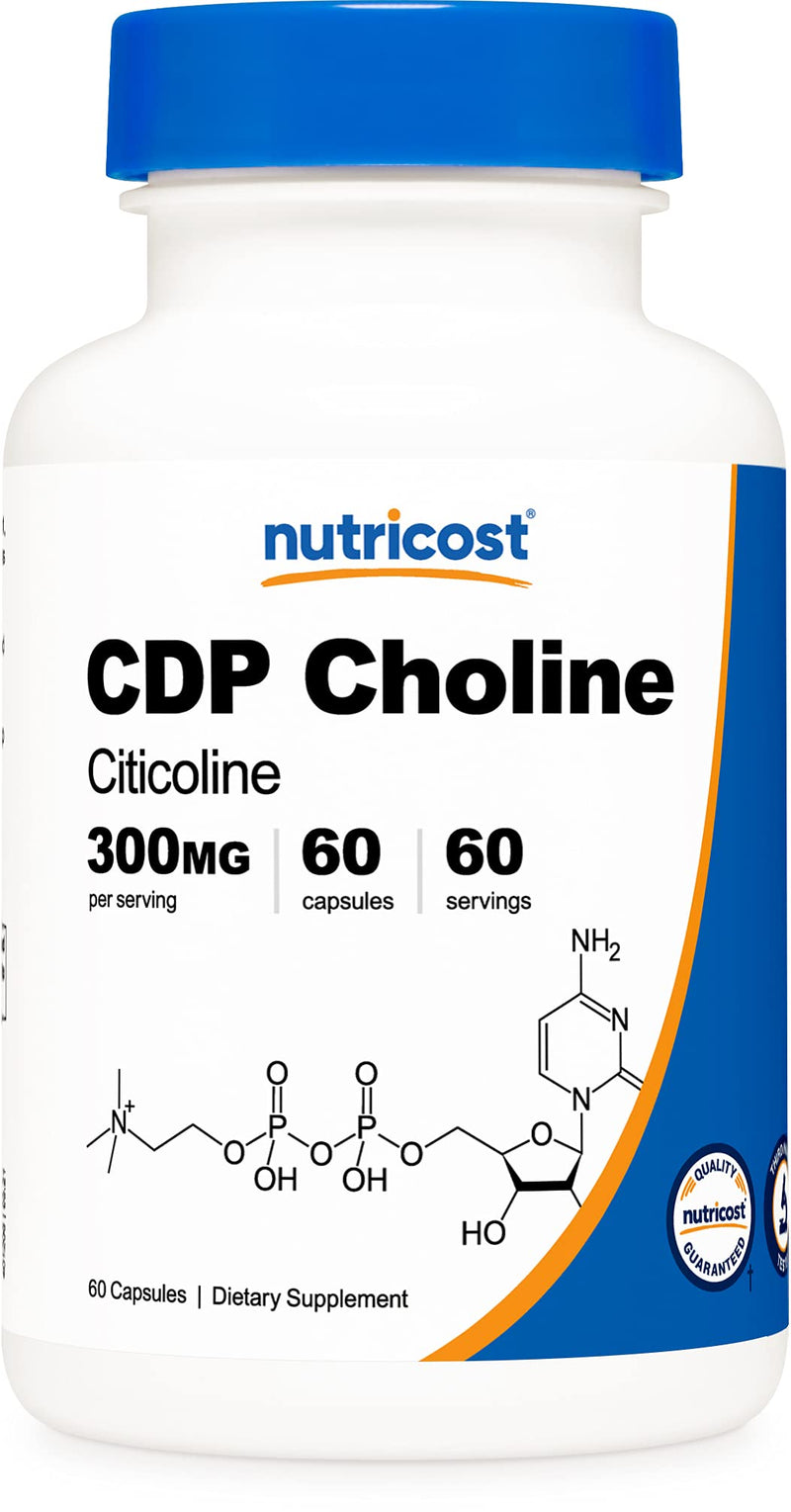 Nutricost CDP Choline (Citicoline) 300mg, 60 Vegetarian Capsules - Non-GMO, Vegetarian Friendly, Gluten Free … 60 Count (Pack of 1) - NewNest Australia