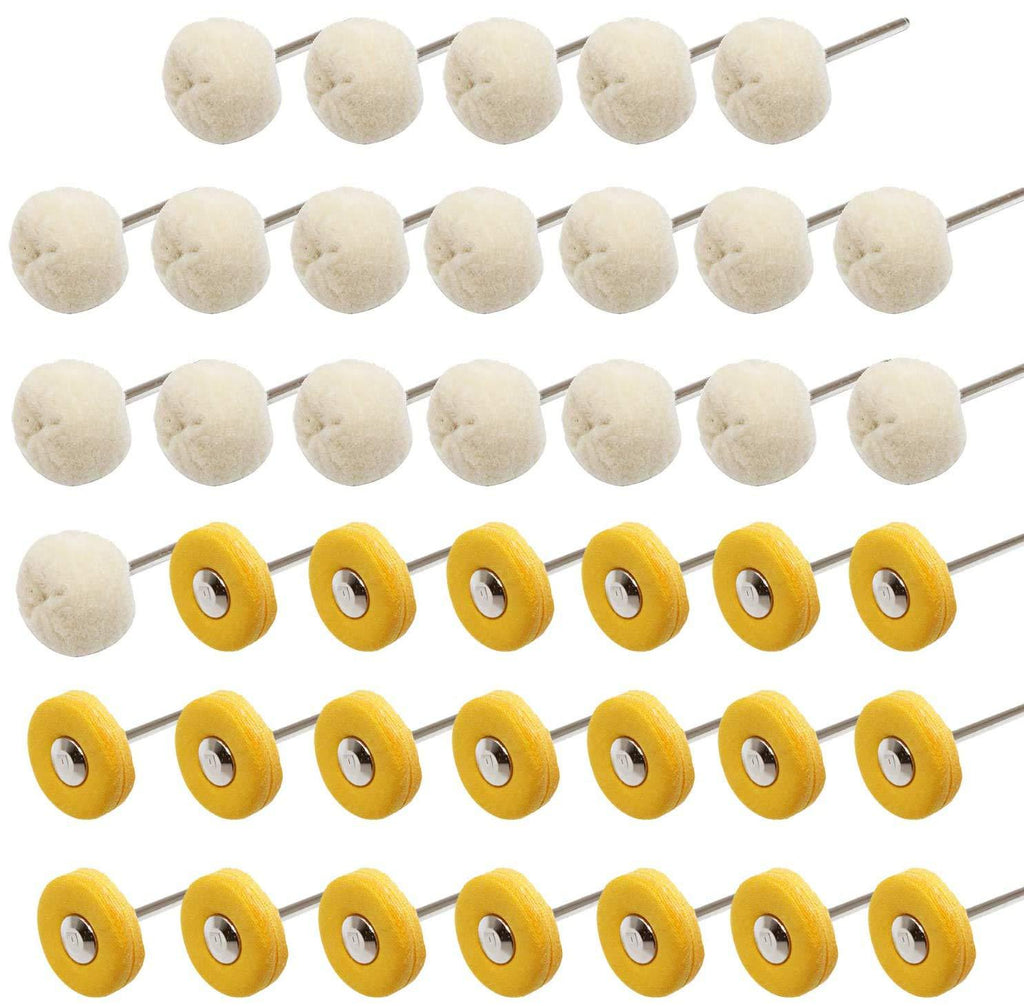 PHYHOO Polishing Buffing Wheel Set Cotton Little Buff Wheel for Rotary Drill Tool Accessories Watch Jewelry Polish Buffer Kit 3 MM Mandrel 40 Pieces - NewNest Australia