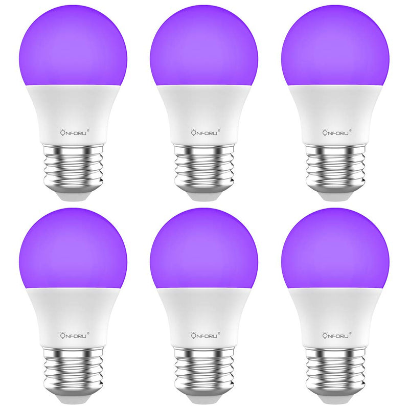 Onforu 6 Pack LED Black Lights Bulb 60W Equivalent, 7W A19 E26 Bulb, Purple Bulb 385-400nm, Glow in The Dark for Halloween, Black Lights Party, Body Paint, Fluorescent Poster, Neon Glow - NewNest Australia