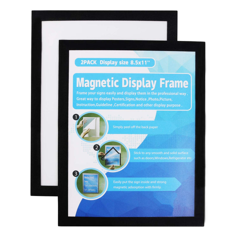 MFoffice Window Sign Holder - Plastic Picture Frames 8.5x11'' - Double Sided and Adhesive for Wall/Door/Refrigerator/Cupboard Display Frame,Black,Pack of 2 2Pack Black - NewNest Australia