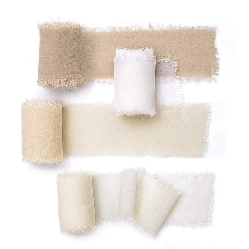 Ling's moment Handmade Fringe Chiffon Silk-Like Ribbon Smooth Ribbon Ombre Colors Chart, Ballet Nudes Silk chiffon - NewNest Australia
