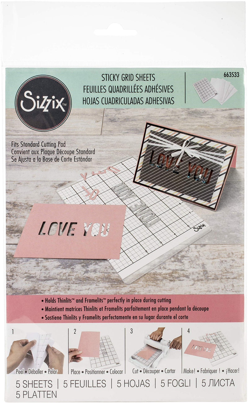Sizzix Accessory Sticky Grid Sheets 6" x 8 1/2" 5 Pack, Multicolor 5 - NewNest Australia