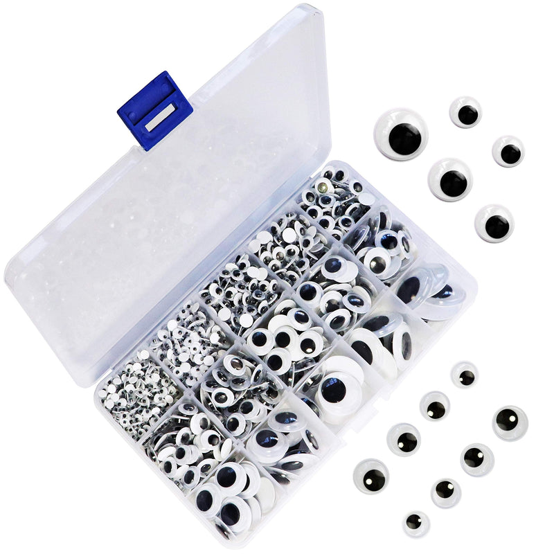 1221 Pieces Wiggle Googly Eyes Self Adhesive Wiggle Eyes (Assorted Sizes) for DIY Crafts Scrapbooking (Classic) Classic - NewNest Australia
