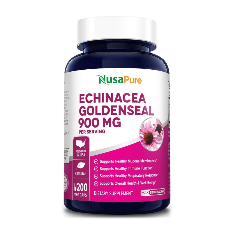 Echinacea Goldenseal 900mg 200 Veggie Caps (Vegetarian, Non-GMO & Gluten Free) - NewNest Australia