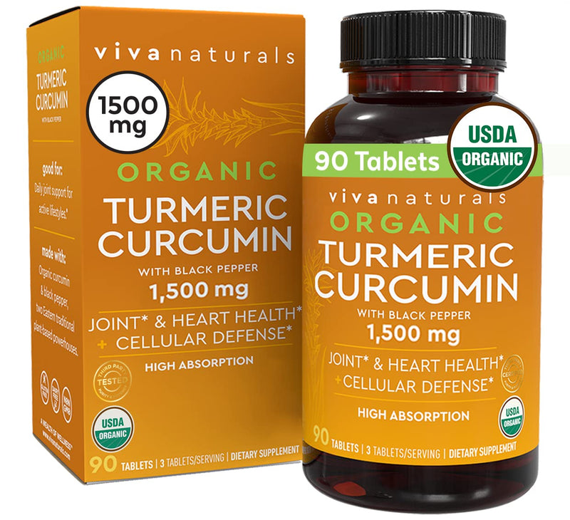 Organic Turmeric Curcumin Supplement 1,500mg (90 Tablets) | with Black Pepper for Superior Absorption, High Potency Standardized to 95% Curcuminoids, Natural Joint Support - NewNest Australia
