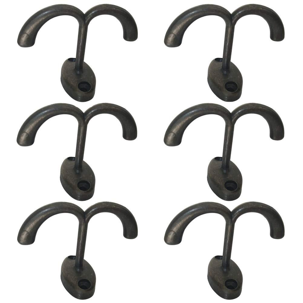 NewNest Australia - YES Time 6 Pcs Zinc Alloy Double Hook Coat Hook Ceiling Hook Cup Hook 