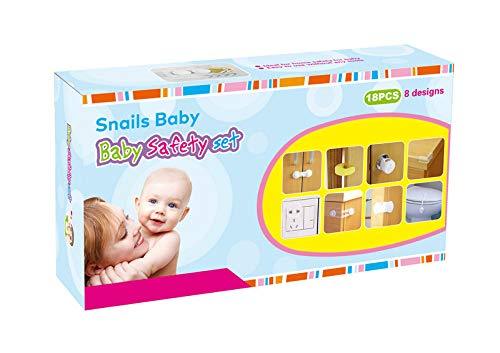 Baby Safety Kit Complete Bundle 18 Pack From Snails Baby: Security Child Proof Cabinets, Drawers, Doors, Outlet plug, Appliances, Toilet seat NO drilling, Invisible High Resistant Locks and Latches - NewNest Australia